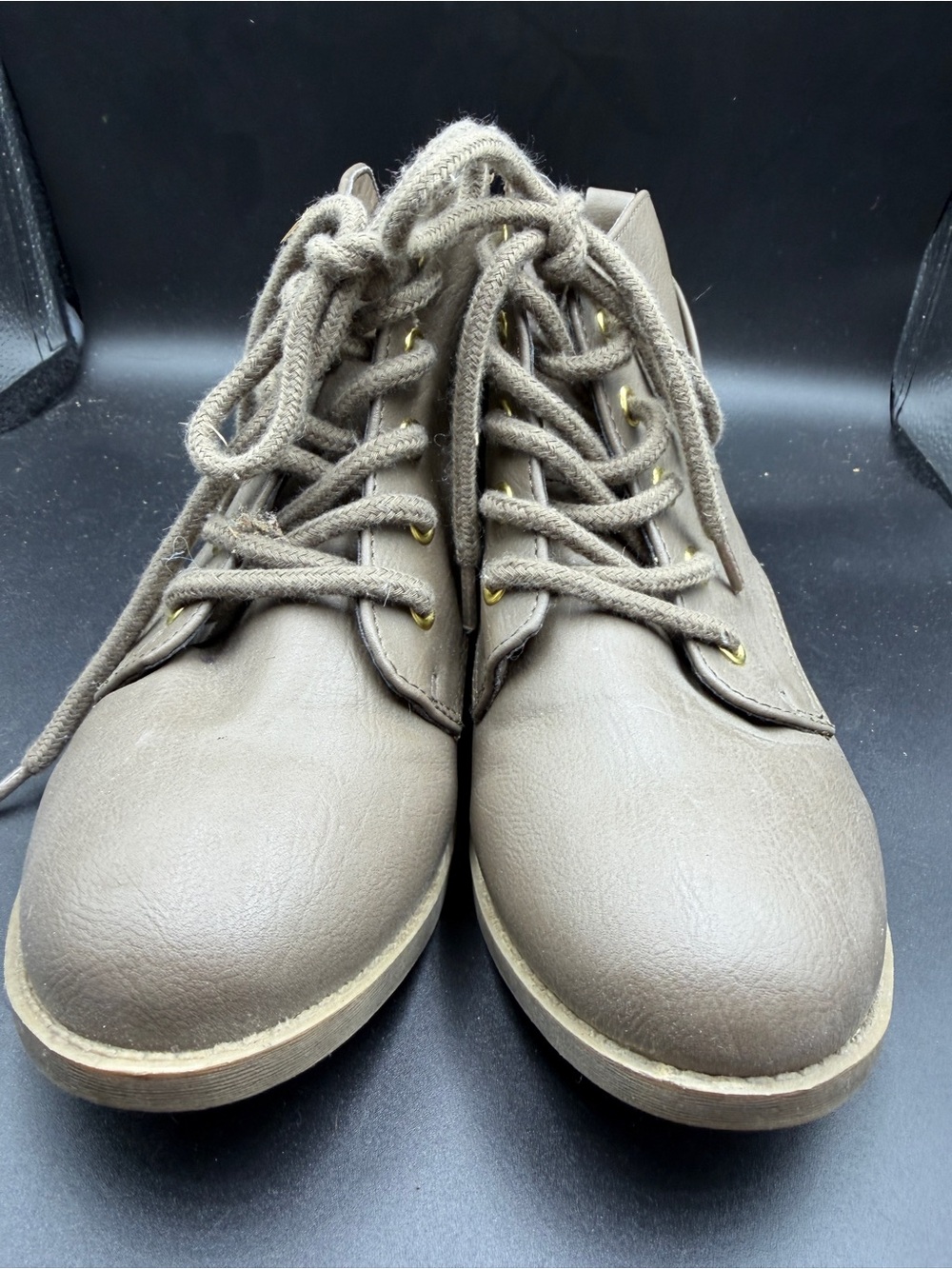 Authentic American Heritage Taupe Lace-Up Heeled Boots
